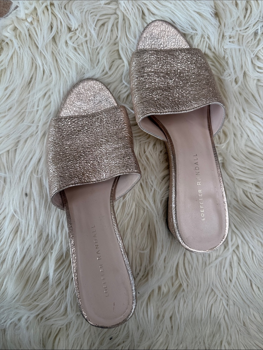 Loeffler Randall Rose Gold Textured Slide Mules